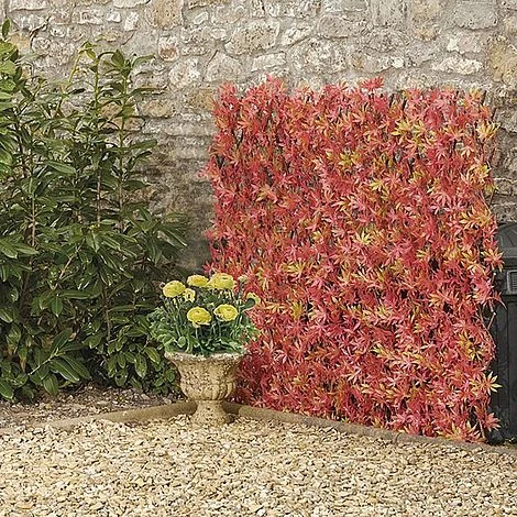 Expandable Artificial Red Acer Hedge Trellis 3 Expandable Artificial Red Acer Hedge Trellis