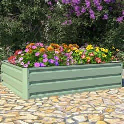 Metal Raised Garden Bed - Light Green 10 Metal Raised Garden Bed - Light Green -Orchard Lane Shop GB F 3